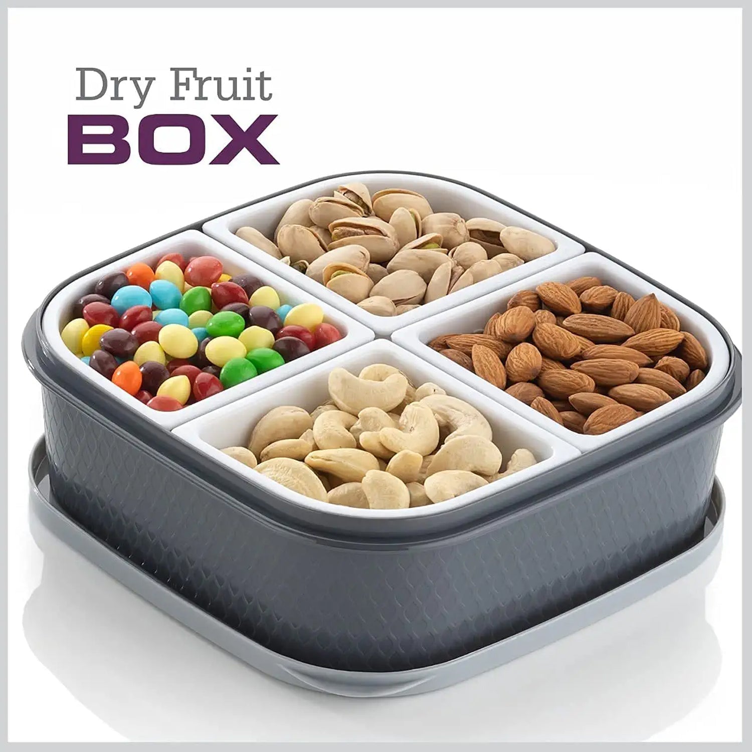 2031H Plastic 4 Sections Multipurpose Dry Fruit/ Chocolates/Mouth Freshener/Sweet Box Set | Serving Tray. DeoDap 2031H Plastic 4 Sections Multipurpose Dry Fruit/ Chocolates/Mouth Freshener/Sweet Box Set | Serving Tray. DeoDap